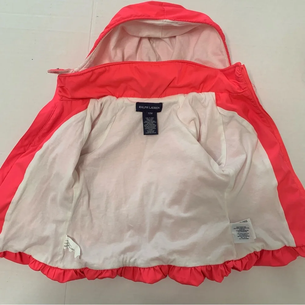 RALPH LAUREN Baby Girl’s Pink Hooded Jacket Size 12M